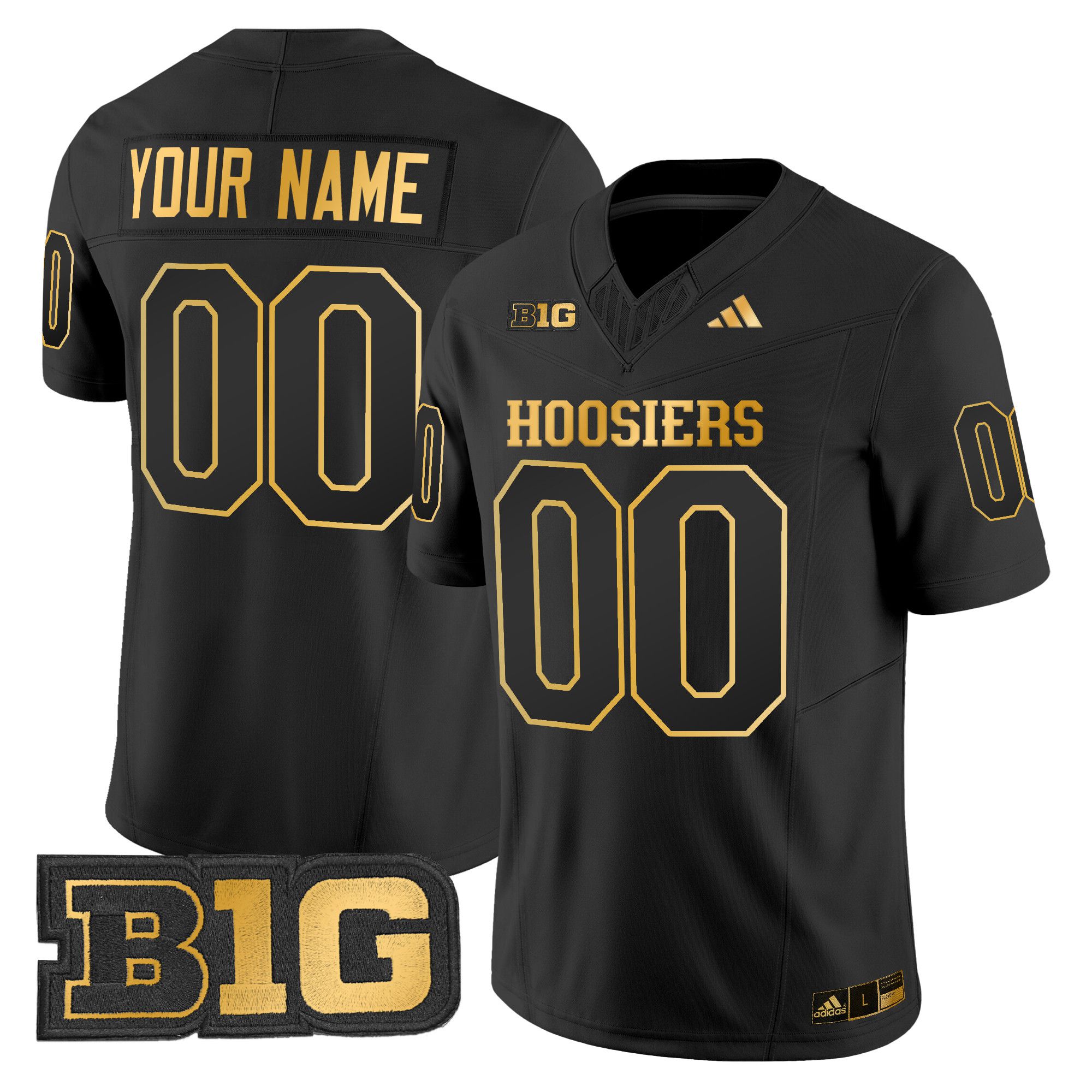 Men Indiana Hoosiers Black 2024 Gold Vapor Limited Custom NCAA Jersey style 1->ncaa teams->NCAA Jersey